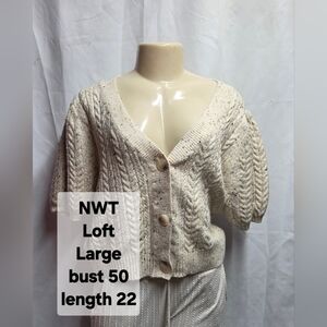 LOFT Women's Cream Cable Knit Cardigan